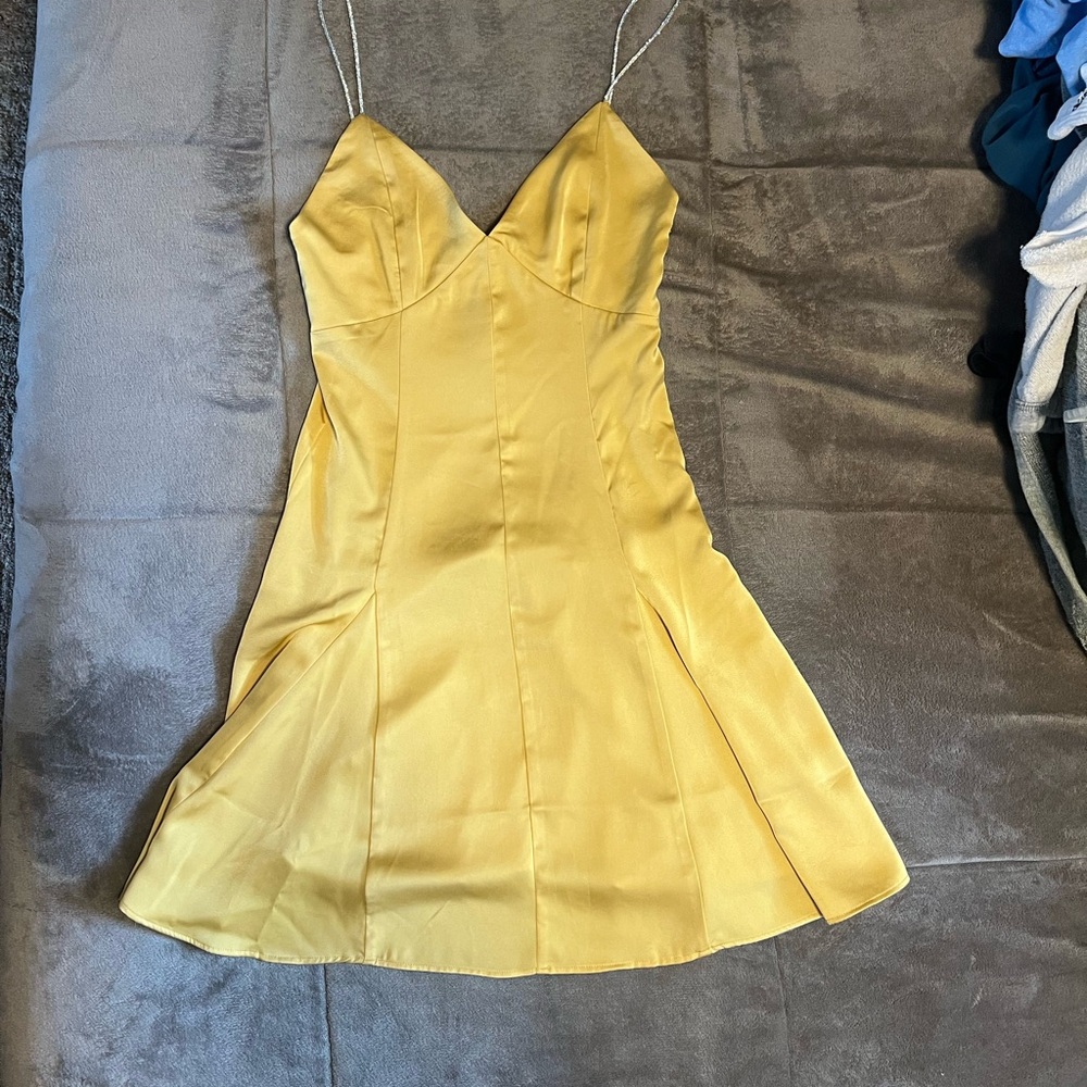 H&M Yellow Satin Mini Dress